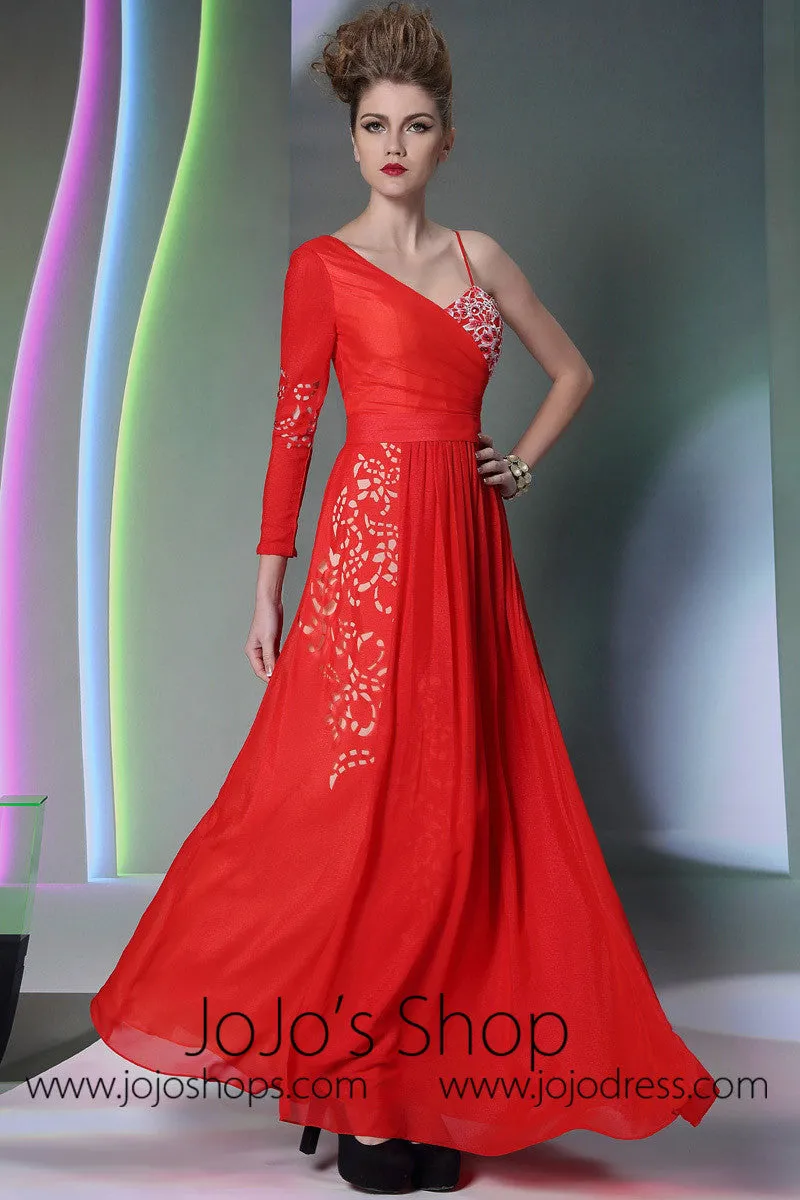 Red Asymetrical Formal Evening Dress DQ830980