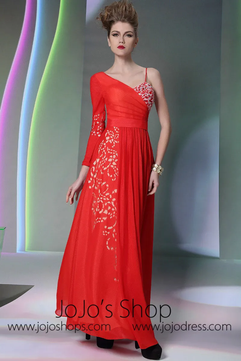 Red Asymetrical Formal Evening Dress DQ830980