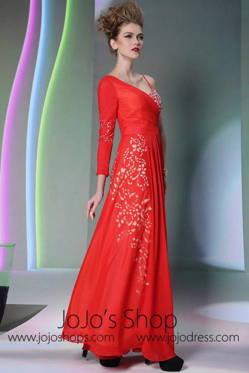 Red Asymetrical Formal Evening Dress DQ830980