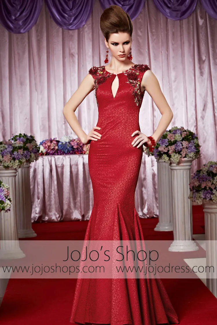 Red Mermaid Keyhole Glamarous Elegant Prom Formal Evening Dress CX830388