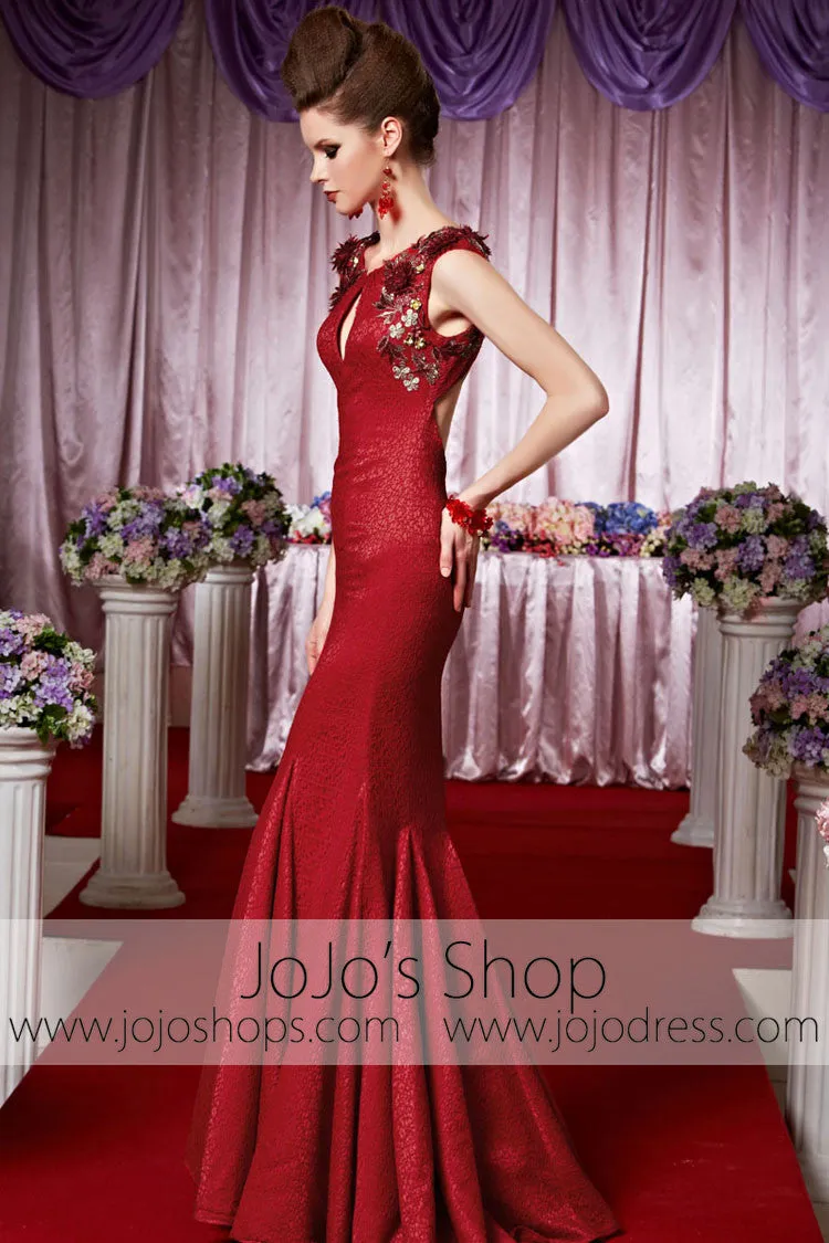 Red Mermaid Keyhole Glamarous Elegant Prom Formal Evening Dress CX830388