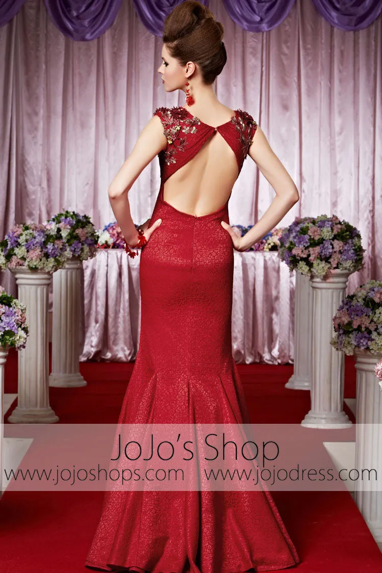 Red Mermaid Keyhole Glamarous Elegant Prom Formal Evening Dress CX830388