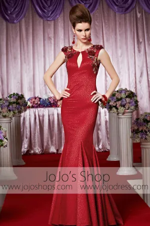 Red Mermaid Keyhole Glamarous Elegant Prom Formal Evening Dress CX830388