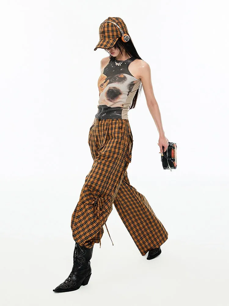 Relax Plaid Wide Leg Cargo Pants【s0000009177】