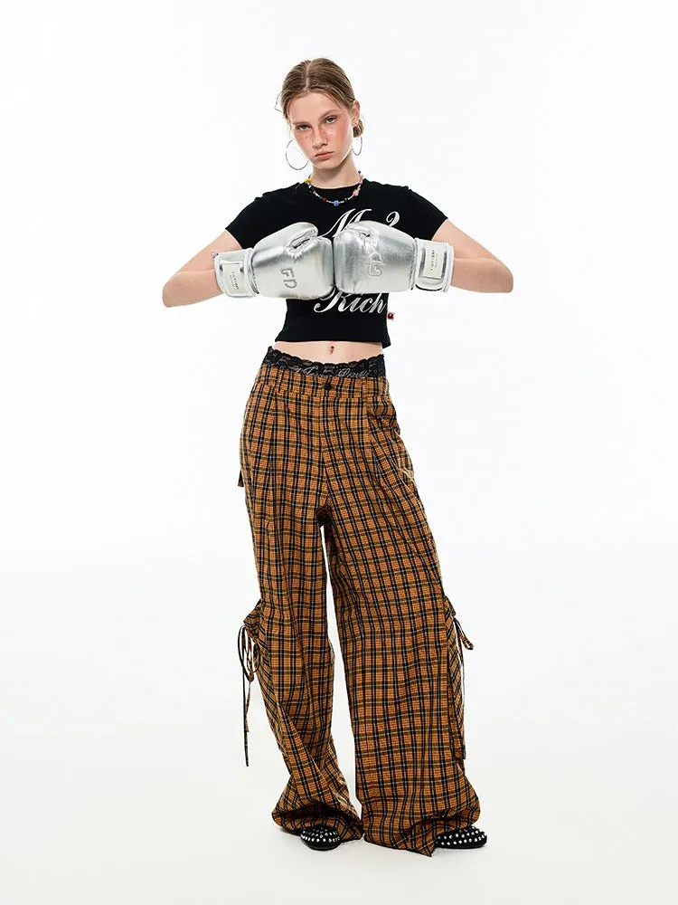 Relax Plaid Wide Leg Cargo Pants【s0000009177】