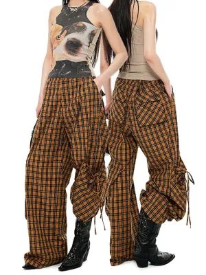 Relax Plaid Wide Leg Cargo Pants【s0000009177】