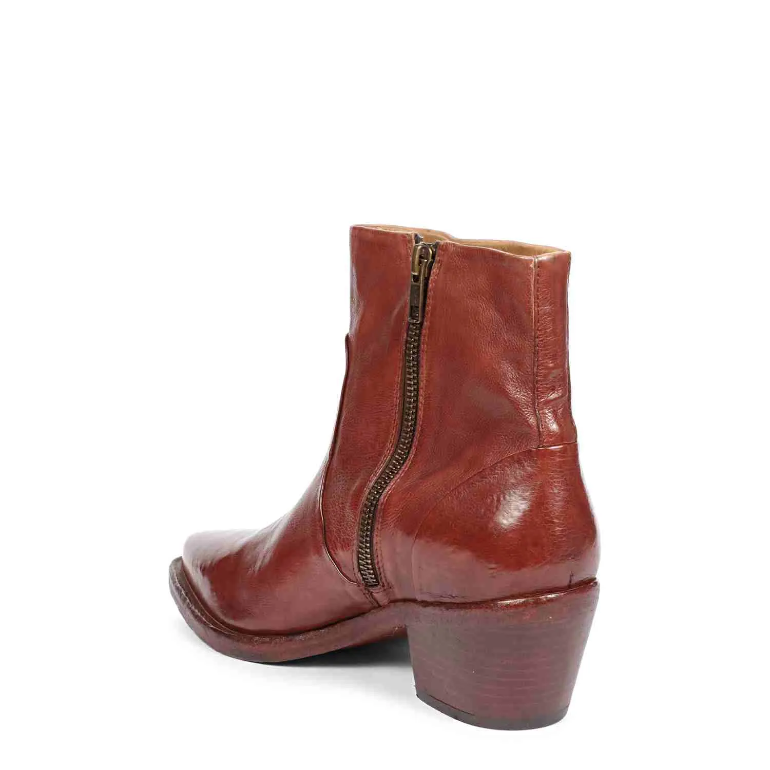 Saint Emelia Rust Leather Washed Ankle Boot