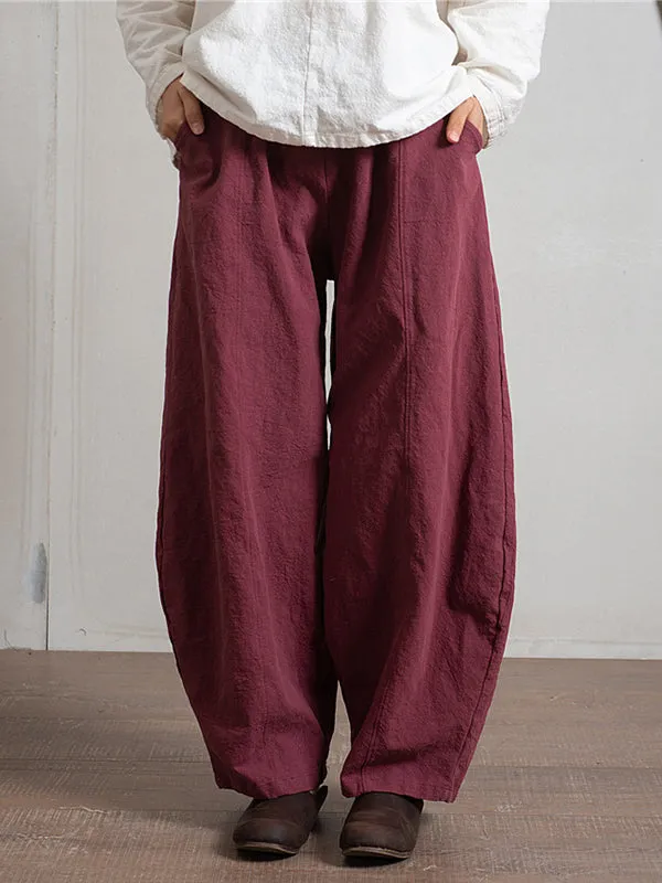 Simple High Waisted Solid Color Wide Leg Pants