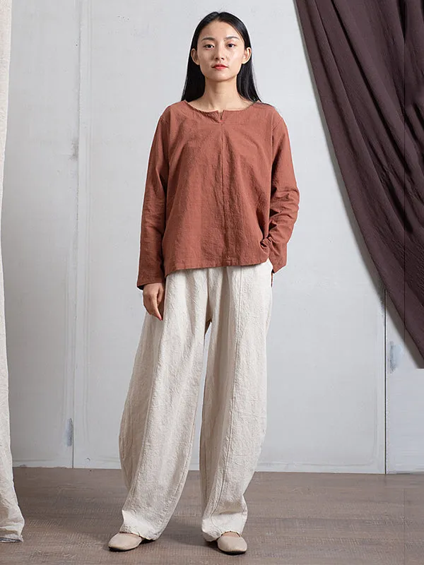 Simple High Waisted Solid Color Wide Leg Pants