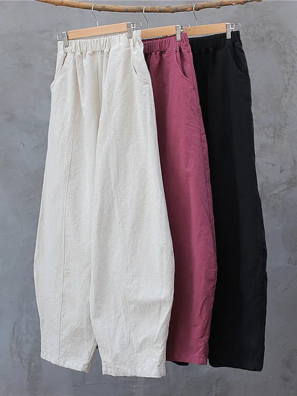 Simple High Waisted Solid Color Wide Leg Pants