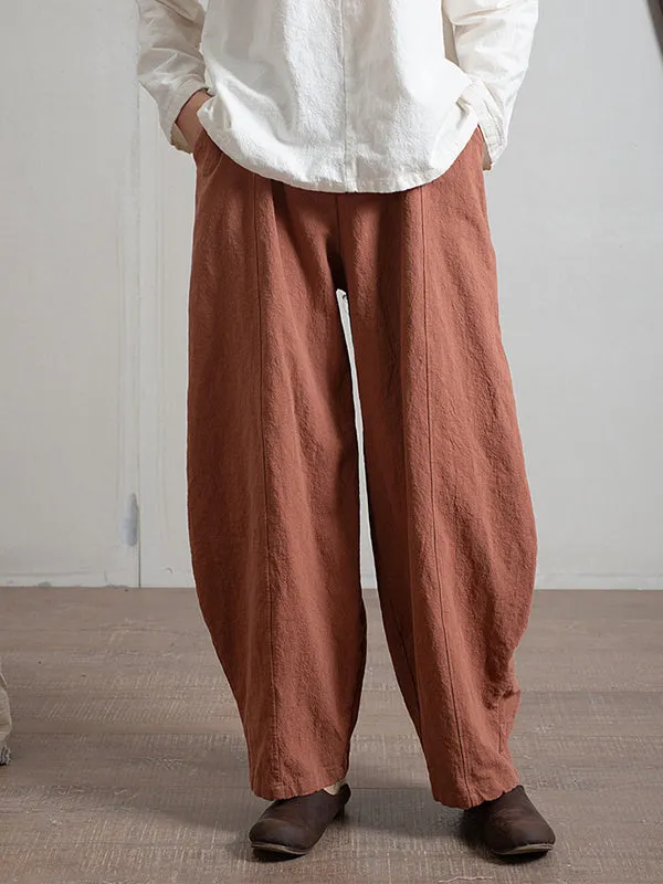 Simple High Waisted Solid Color Wide Leg Pants