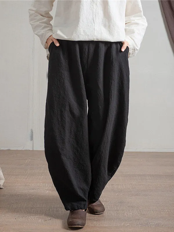 Simple High Waisted Solid Color Wide Leg Pants