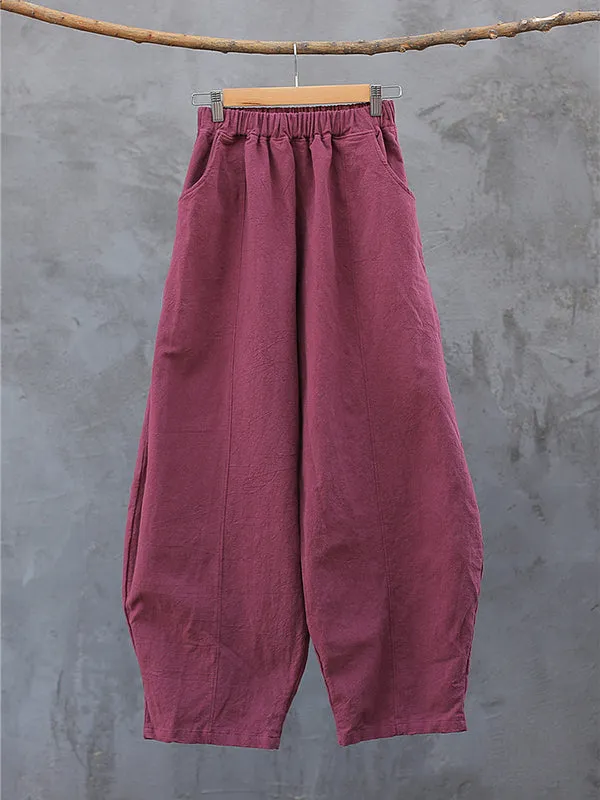 Simple High Waisted Solid Color Wide Leg Pants