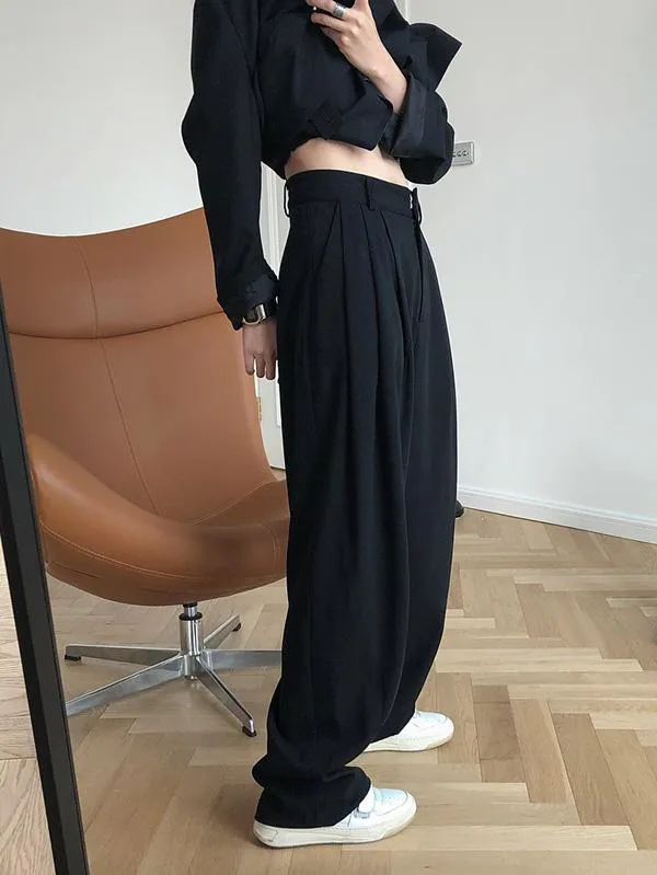 Solid Color Loose Empire Wide Leg Pants