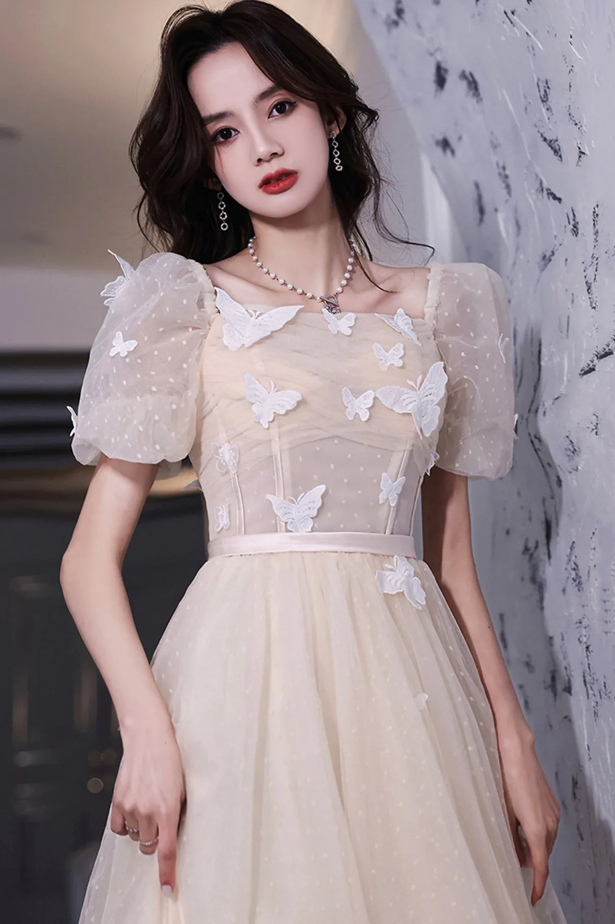 solvbao Champagne Lace Short Prom Dresses, A-Line Homecoming Dresses