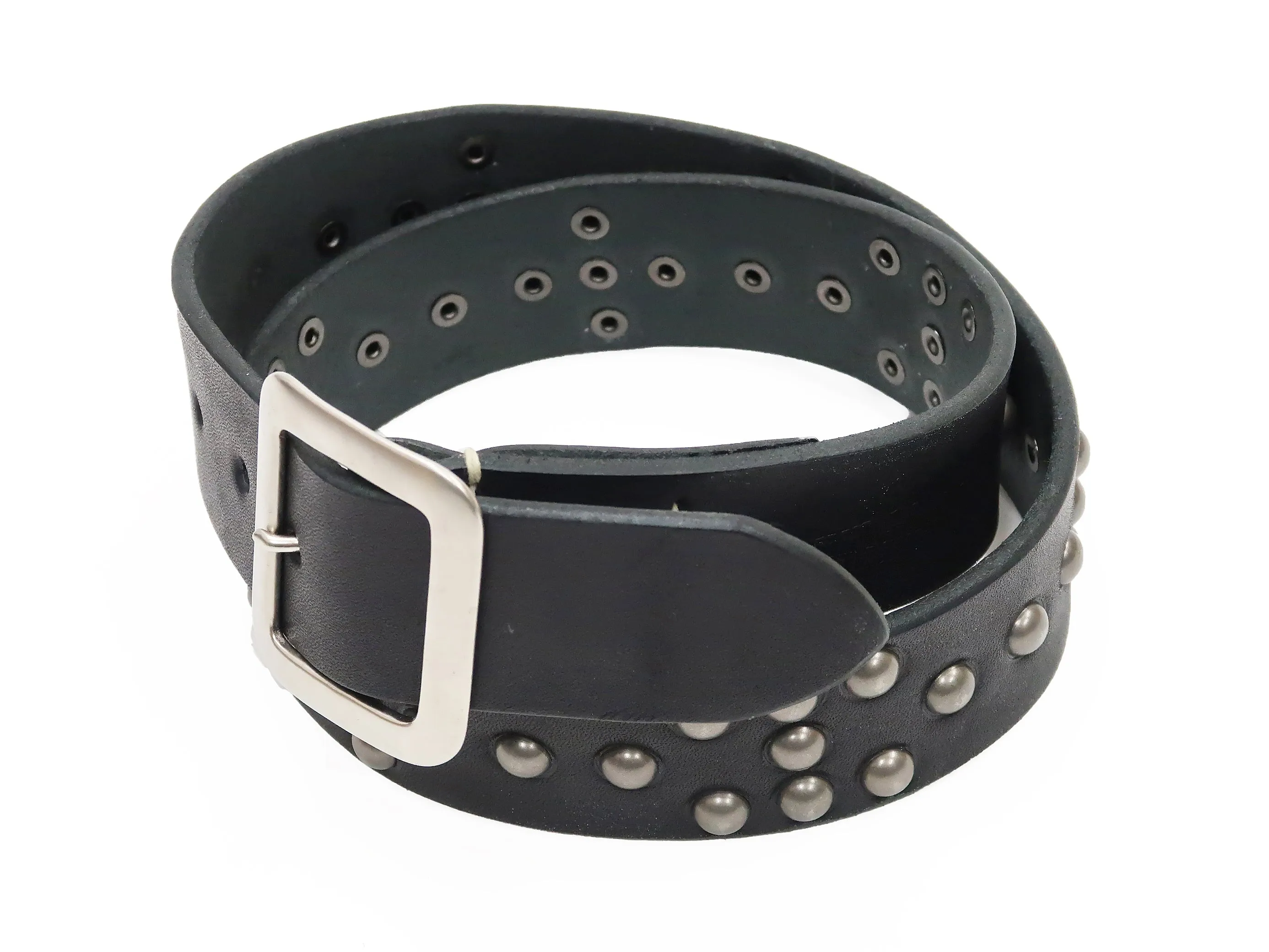 Sugar Cane Studded Belt Men's Ccasual 40mm Wide/4mm Thick Cowhide Leather Belt with Single Prong Square-Shaped Buckle SC02321 119 Black