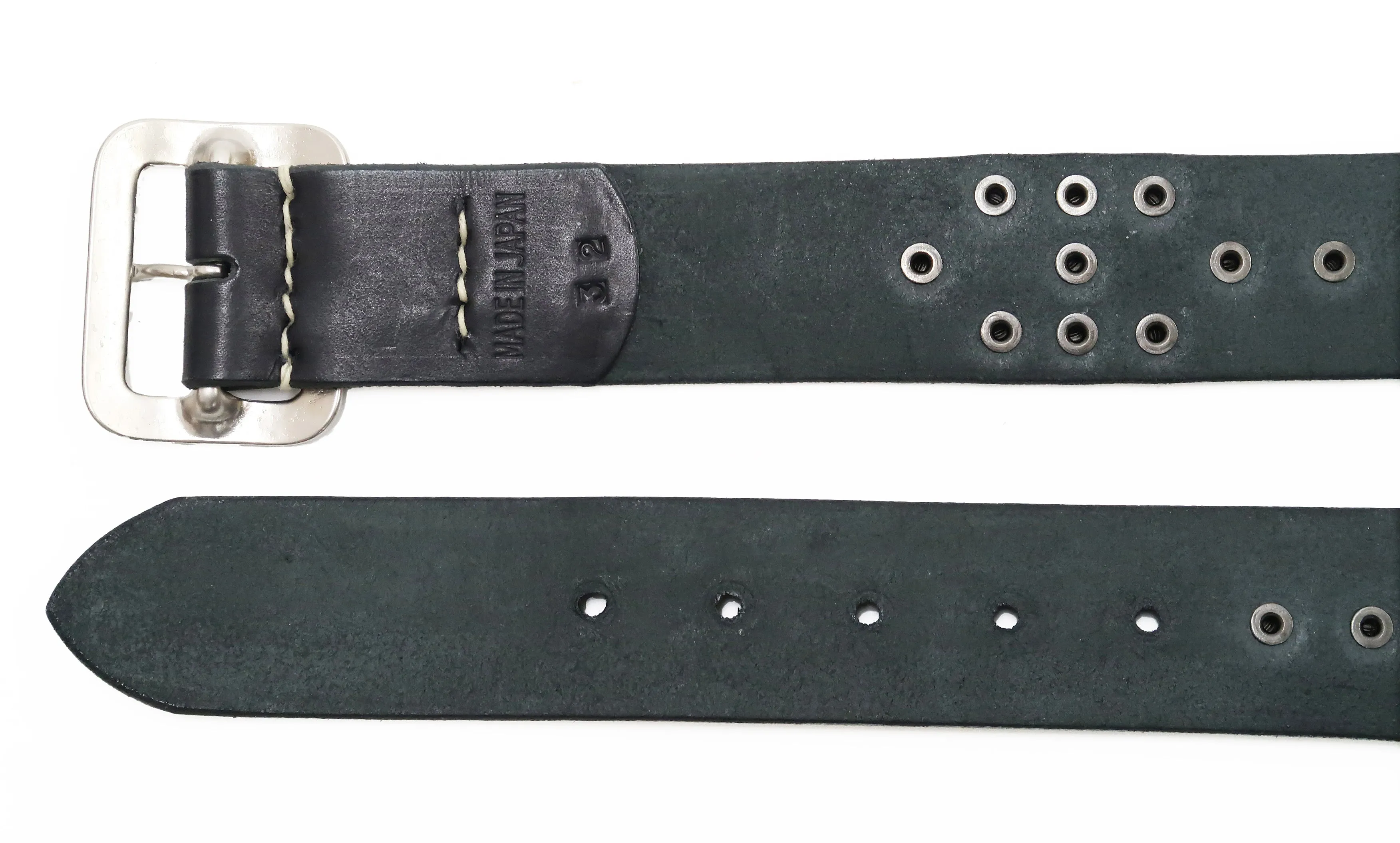 Sugar Cane Studded Belt Men's Ccasual 40mm Wide/4mm Thick Cowhide Leather Belt with Single Prong Square-Shaped Buckle SC02321 119 Black