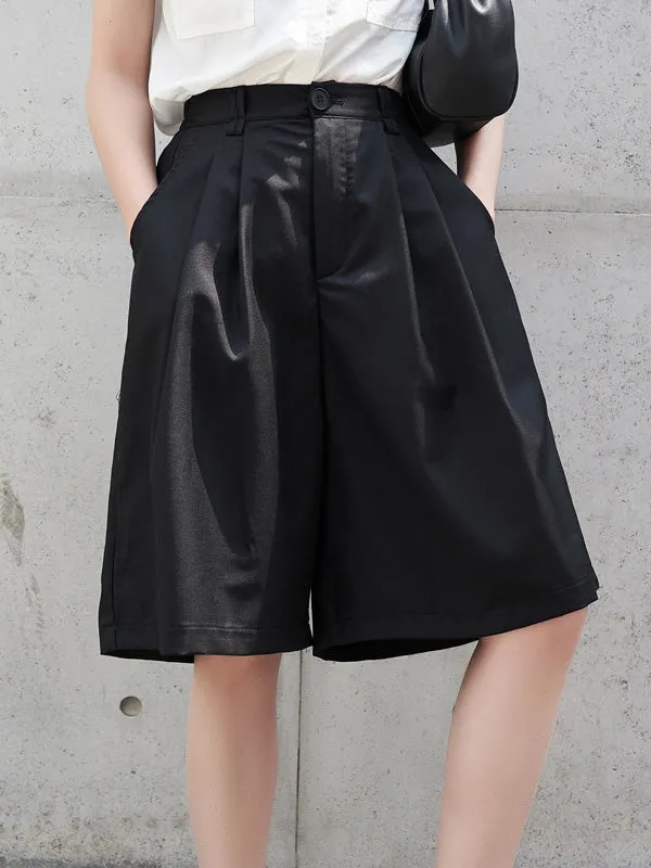 Urban Black Pleated Wide Leg Fifth Pants& Trousers