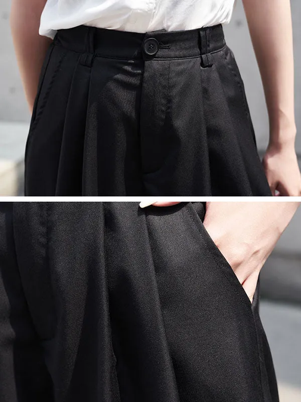 Urban Black Pleated Wide Leg Fifth Pants& Trousers