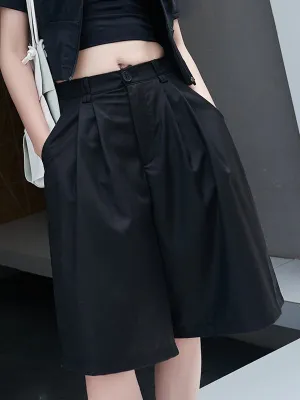 Urban Black Pleated Wide Leg Fifth Pants& Trousers