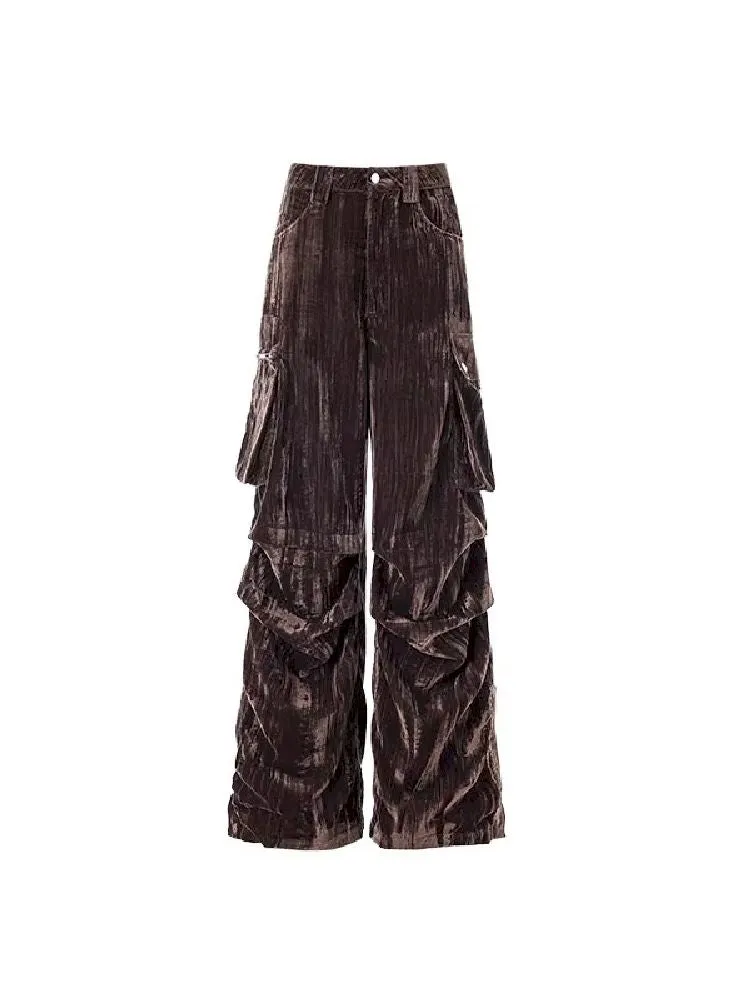 Velvet Wide Leg Workwear Pants【s0000004746】