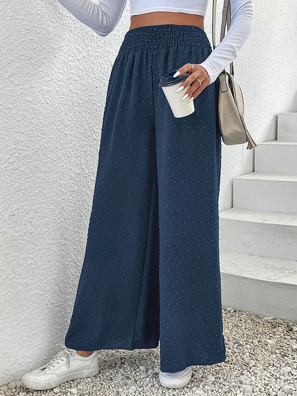 Wide Leg Elasticity Jacquard Pants Trousers