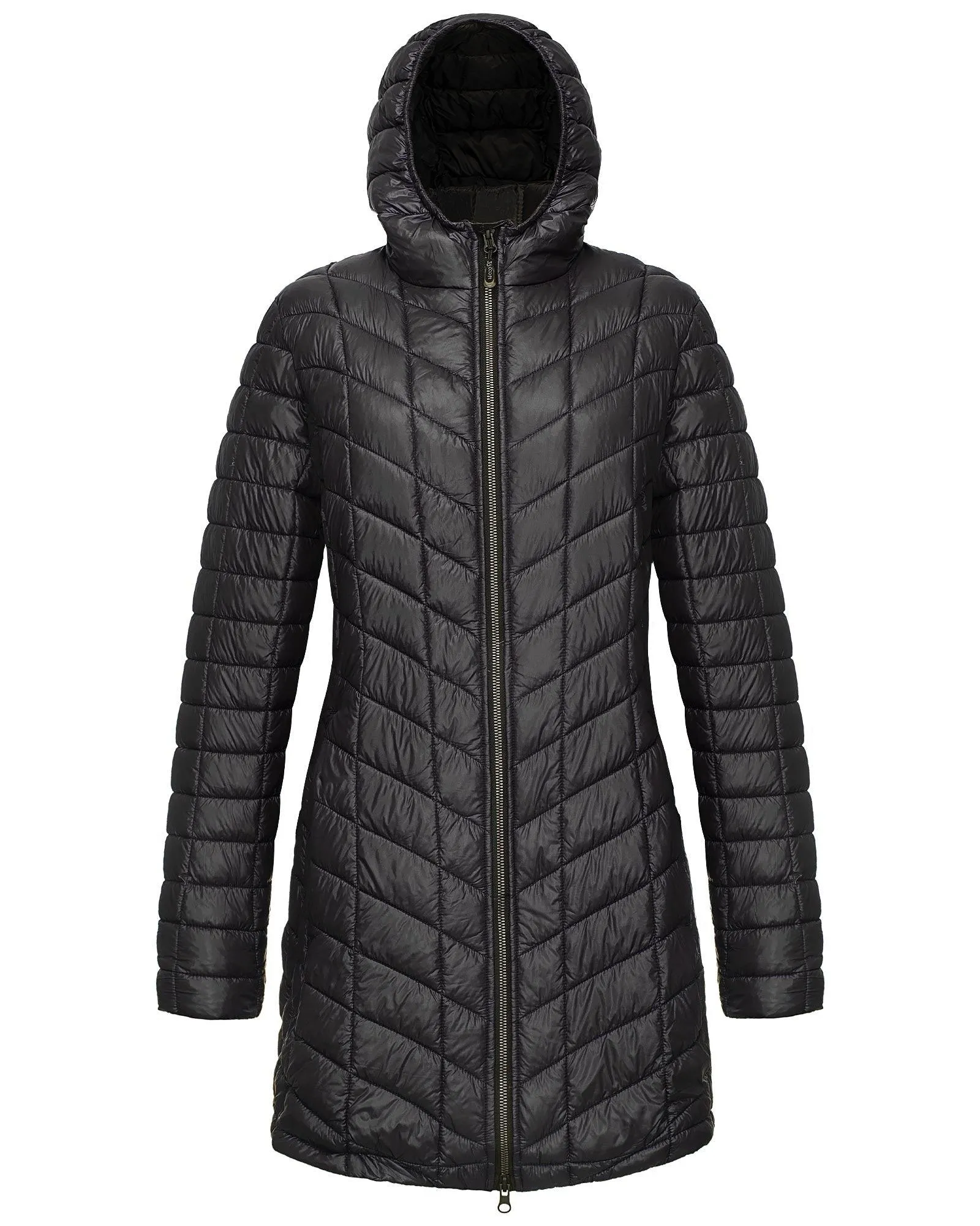 Women's Thermolite Long Hooded Puffer Jacket with 3 Pockets: 2.09 lbs 3000mm W/P index