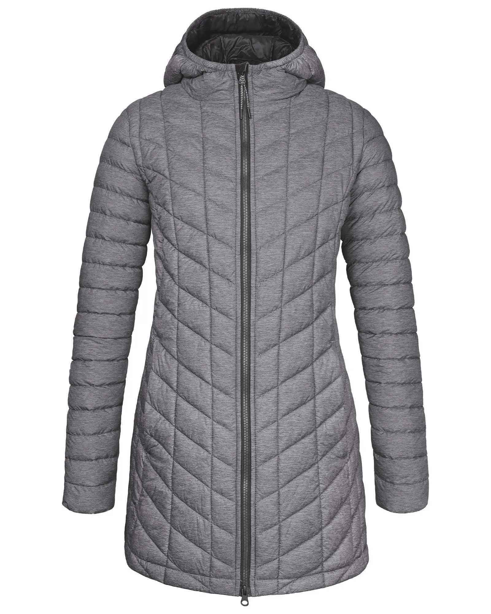 Women's Thermolite Long Hooded Puffer Jacket with 3 Pockets: 2.09 lbs 3000mm W/P index