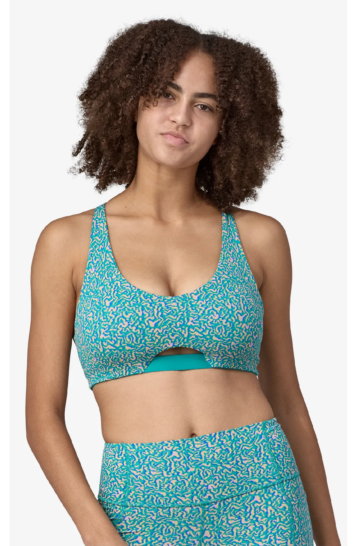 W's Maipo Low Impact Adjustable Bra - Sea Texture: Subtidal Blue. 24